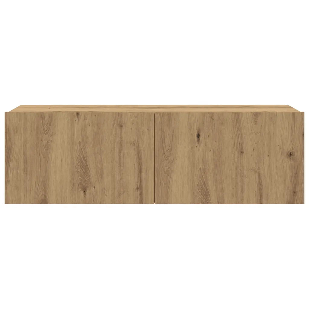 Set Mobile TV 4 pz Montato a Parete Rovere in Legno Multistrato 3329218
