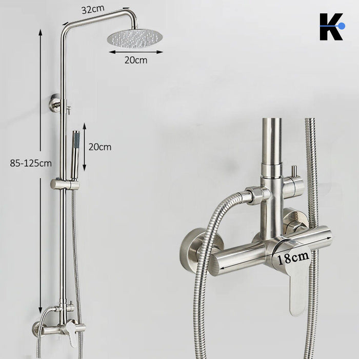 JANA | Set pioggia premium in acciaio inox spazzolato | Miscelatore doccia di design | Miscelatore doccia completo di doccetta