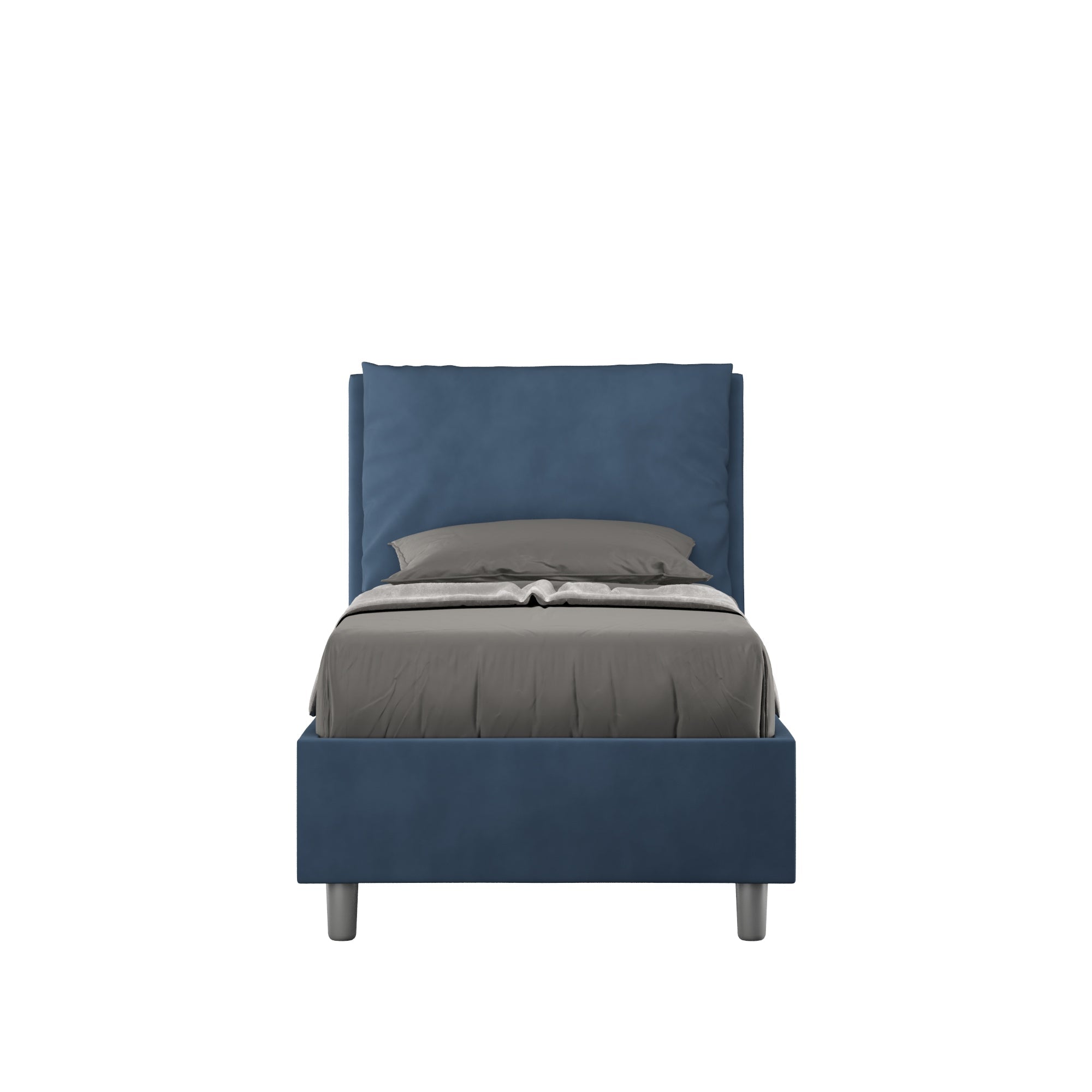 Letto Singolo 80x190 cm con Rete e Contenitore Antea Blu