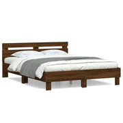 Letto matrimoniale | Letto per adulti | Giroletto Testiera Rovere Marrone 140x190 cm Legno Multistrato