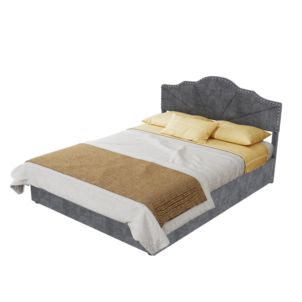 letto moderno in tessuto e metallo grigio 140 x 200 cm