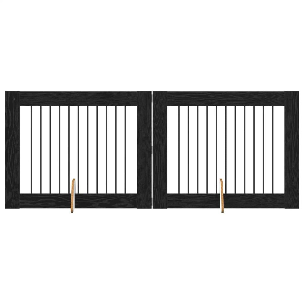 Cancello per cani con supporti 2 pcs Rovere Nero 100 x 80 cm