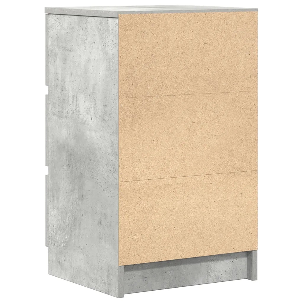 Set di 2 Comodini | Armadio da Notte | Mobiletto da notte con 3 Cassetti Grigio Cemento 39x35x65 cm