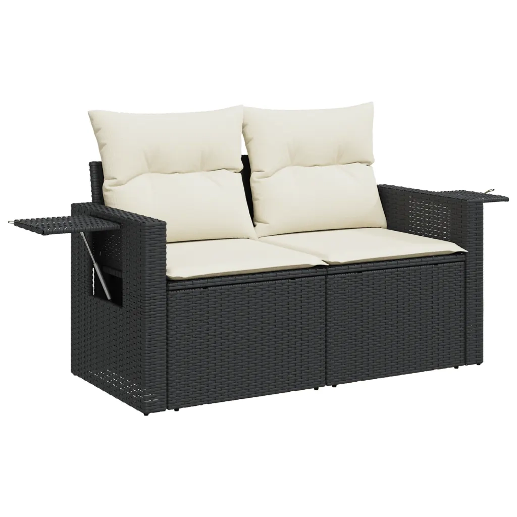 Set Divani da Giardino con Cuscini 7pz Nero Polyrattan 3219915