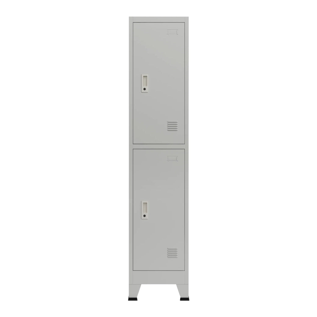 Armadietto da ufficio mobiletto portaoggetti per ufficio officina camera da letto in metallo e acciaio con 2 ante in acciaio laccato 180 x 38 x 45 cm grigio 03_0006346