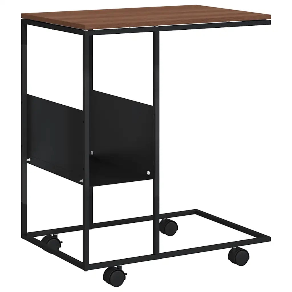 Tavolino con Ruote Nero 55x36x63,5 cm in Legno Multistrato 343108