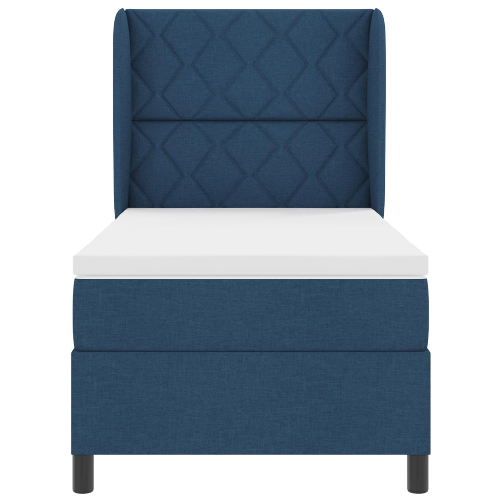 Letto a Molle Pocket con Materasso, Blu, 100x200 cm, Tessuto