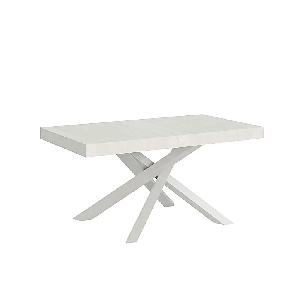 Tavolo allungabile 180/440x90 cm Volantis colore bianco frassino gambe bianche