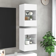 Mobili TV a Parete con Luci LED 2pz Bianchi 40x30x60,5 cmcod mxl 134116