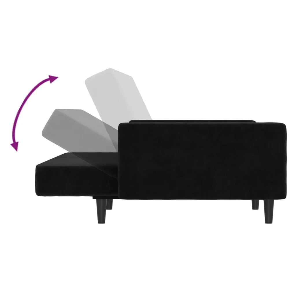 Divano Letto a 2 Posti Nero in Velluto 375740