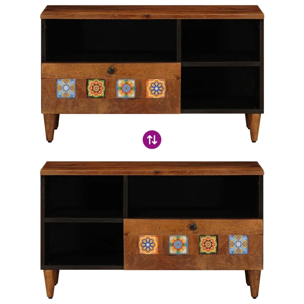 Mobile TV | Armadietto TV | Mobile Porta TV Noce 80 x 33 x 46 cm Legno di mango massello