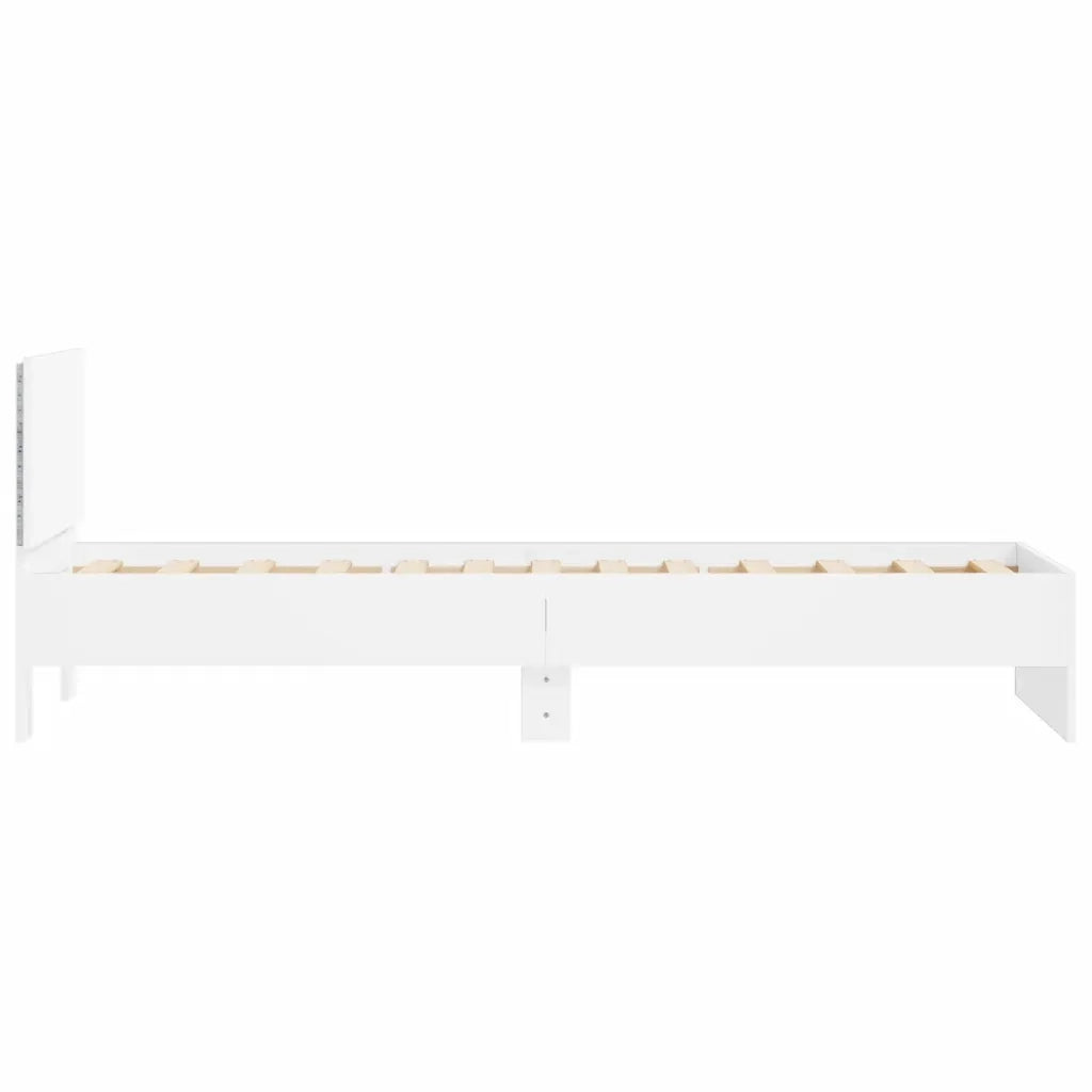 Letto singolo | Letto per adulti | Giroletto con Testiera e LED Bianco 75x190 cm