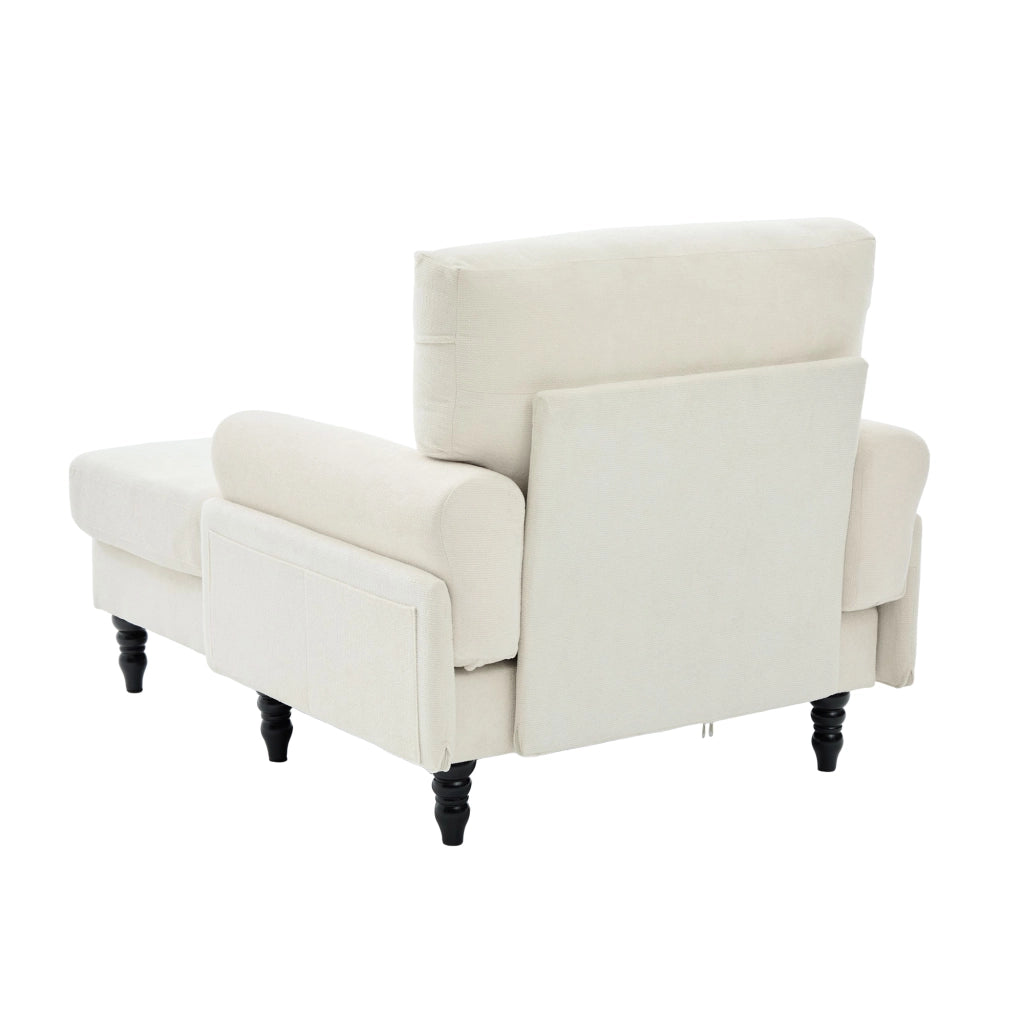 Poltrona Relax in Chenille con Braccioli e Tasche Laterali ¨C MINIMAL ¨C Grigio, Gambe in Legno