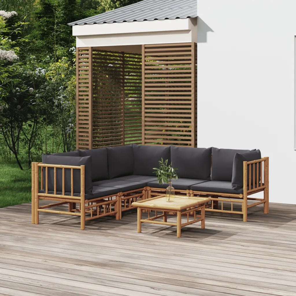 Set Salotto da Giardino 6pz con Cuscini Grigio Scuro BambÃ¹
