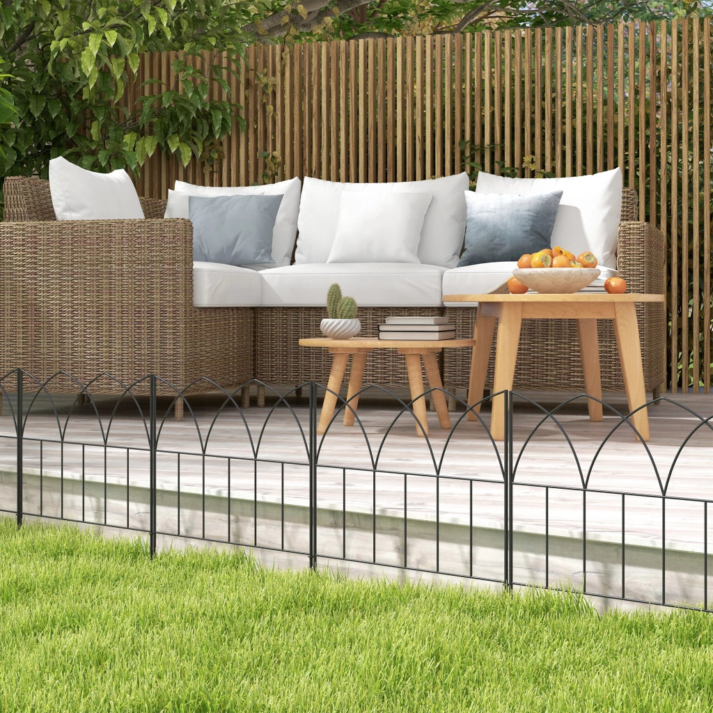 Set 5 Valli Decorativi per Giardino in Metallo ¨C zephmum ¨C Nero 205x45,5 cm