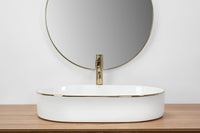 Lavabo Da Appoggio In Ceramica Rea Nadia White Gold Edge
