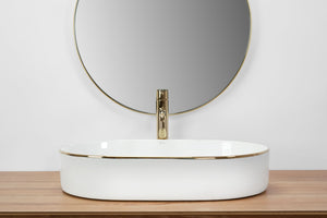 Lavabo Da Appoggio In Ceramica Rea Nadia White Gold Edge