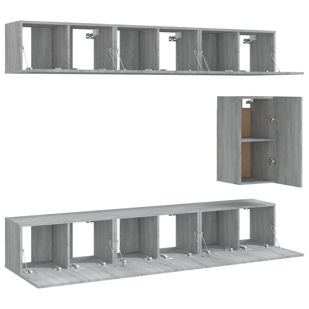 Set di Mobili Porta TV 7 pz Grigio Sonoma in Legno Multistrato cod mxl 26359