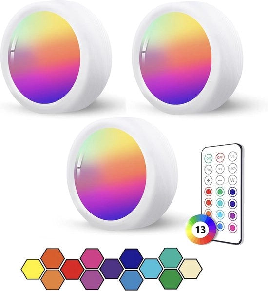4 Pacchi di Lampade a LED per Cucina – Set di Verlichtura RGBW per Cucina con Comando a Distanza – Lampade a LED a Batteria Senza Fili, Regolabili & Flessibili