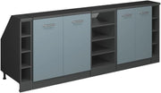 Set di mobili sottotetto Rion, Grigio-blu, 210 cm Set di 5 carcasse armadio profondità 60 cm, adatto per il salvaspazio sotto tetti spioventi