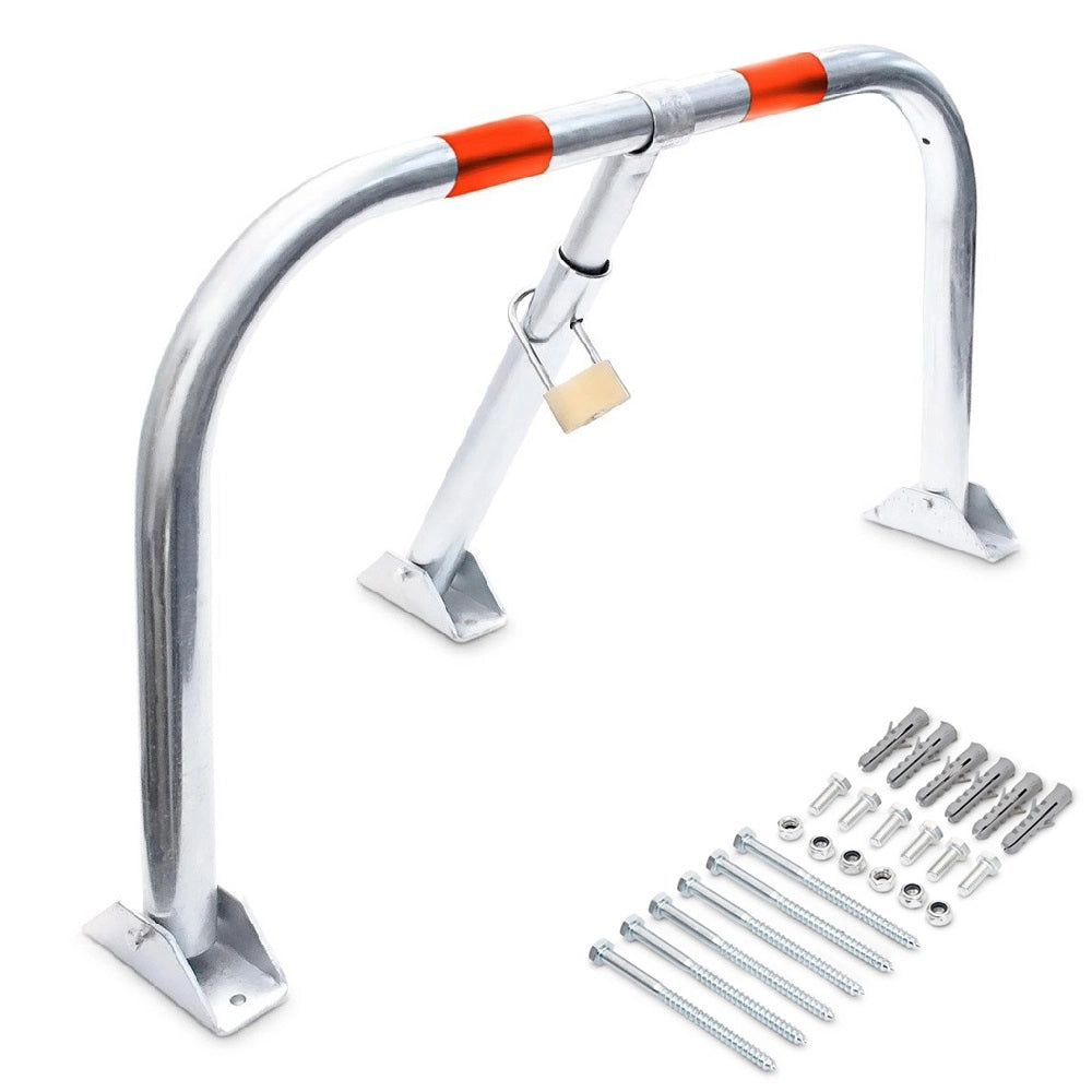 Sbarra Ribaltabile Parcheggio Auto in Acciaio 76x32 H45 cm Completa di Lucchetto
