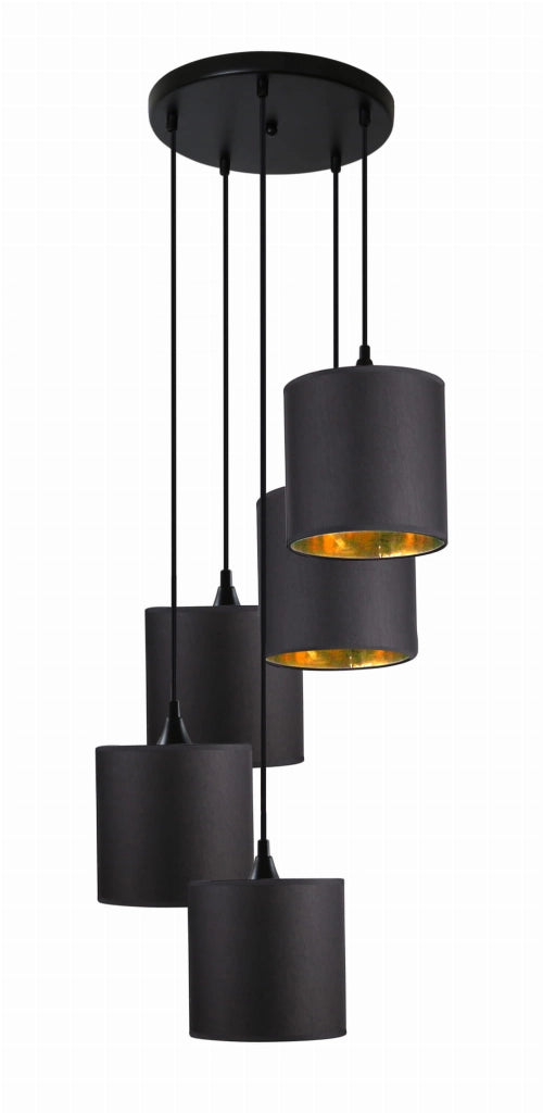 Lampadario Long Talerz 5xE14 nero oro dimmerabile Candellux