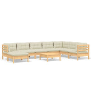 Set di mobili da giardino per esterni 9 pezzi con cuscini color crema legno di pino massiccio 02_0017973