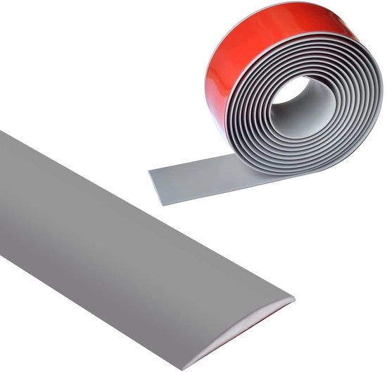 Profilo di transizione grigio, impermeabile, autoadesivo, 5 cm largo, profilo di transizione in vinile, striscia di pavimento per pavimenti in vinile, striscia di copertura non perforata, profilo di pavimento, guaina di porta