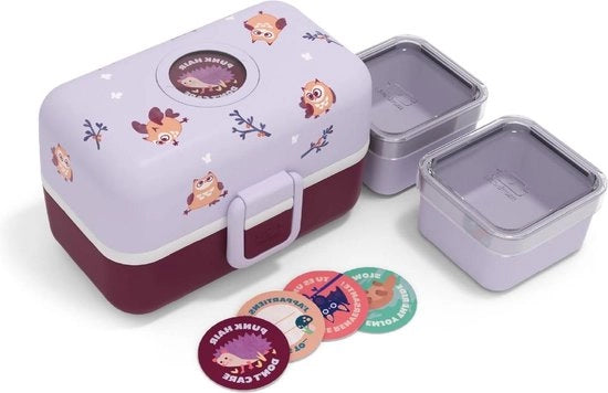 Lunchbox per bambini con 3 compartimenti - Design uccello - Libero da BPA - Blu scuro