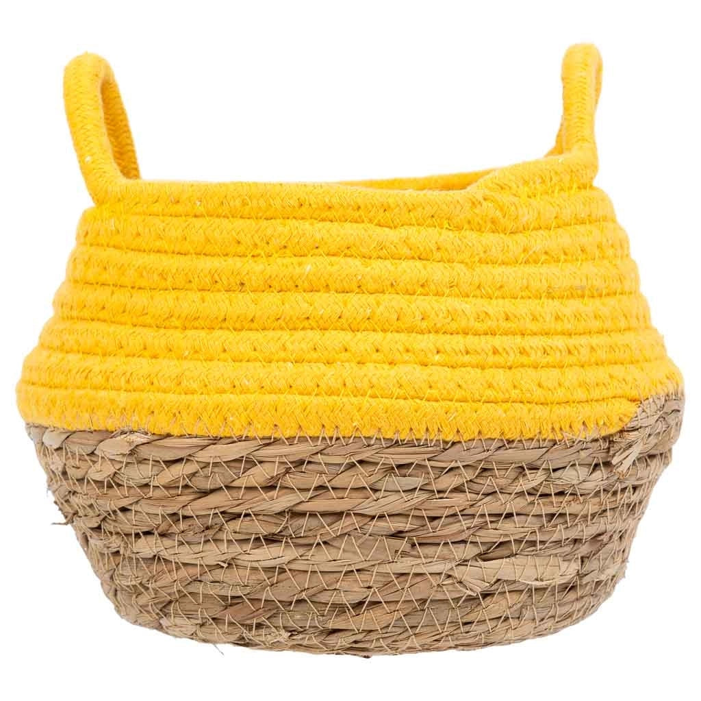 Cesto in fibra naturale e cotone giallo d18x13/16,5h