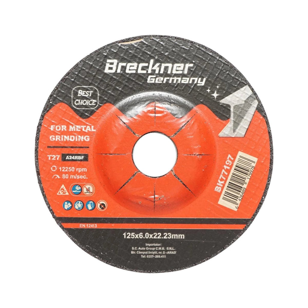 5 Dischi Smerigliatrice T27 125x6.0x22mm Metallo per Smerigliatrice Angolare Disco per sgrossatura Metallo Disco Flessibili Mola da Sbavo Breckner Germany