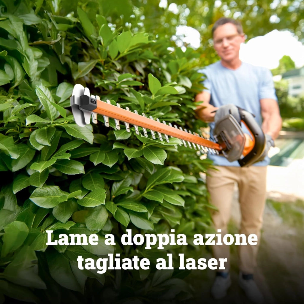 WG261E.9 - Cesoie per siepe, 20 V, lunghezza lama 44 cm, 19 mm, batteria e caricatore non inclusi, colore: Nero/Arancione