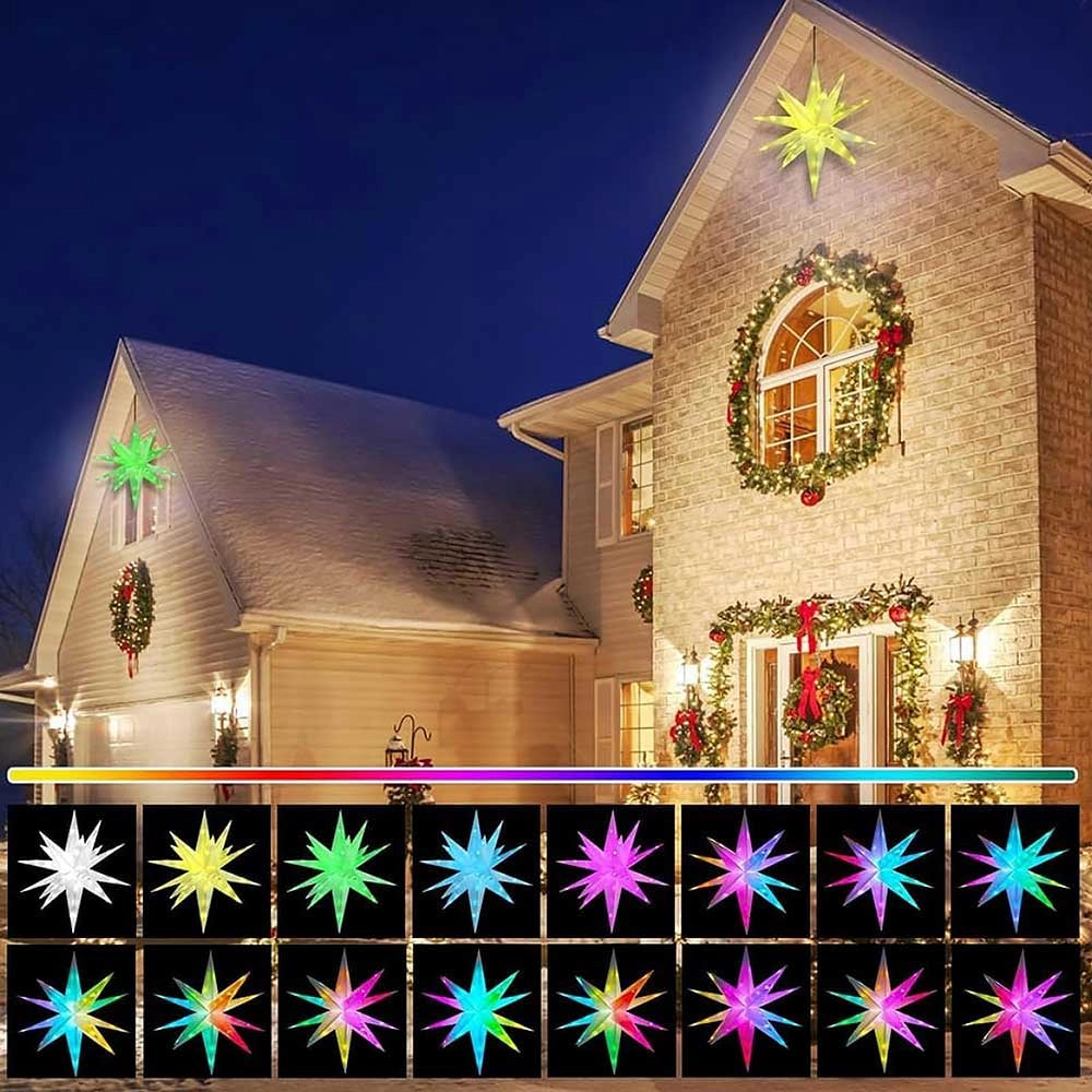 Stella Luminosa 3D RGB 60cm gestibile daTelecomando e App Bluetooth IP44 31V Luci per Esterni e Interni, Effetti Musicali, Decorazioni Natalizie Balconi e Puntale Albero