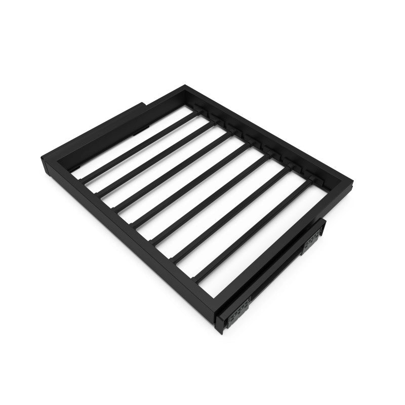 Kit di 7 aste portapantaloni, 1 vassoio e 1 telaio a scorrimento con chiusura ammortizzata per armadi, regolabile, mod..
