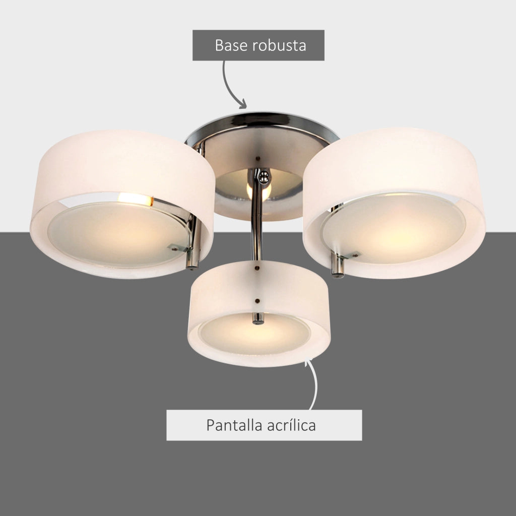 Lampadario a Sospensione E27 ¨C Xylo ¨C Paralume Acrilico Bianco per Soggiorno Camera Cucina