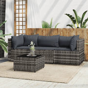 Set Divani da Giardino 4 pz con Cuscini in Polyrattan Grigio 319767