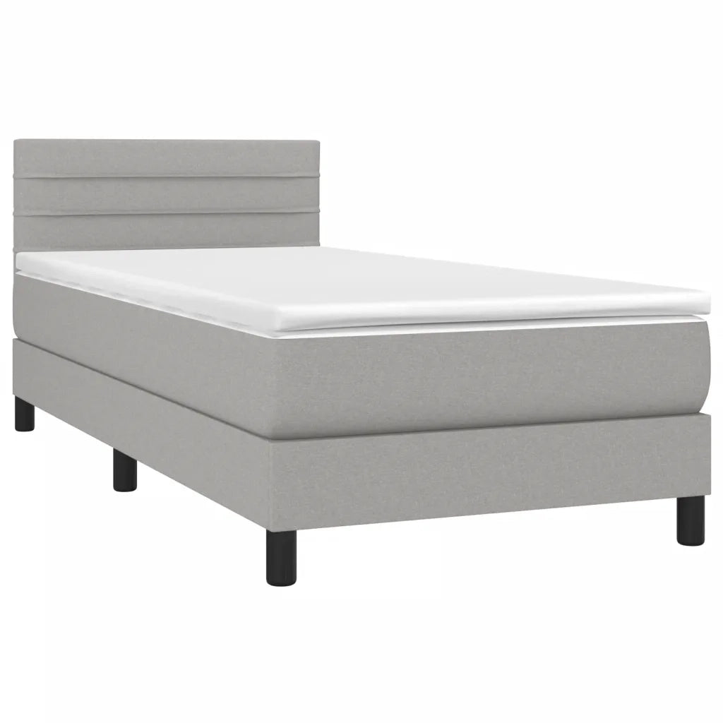 Letto a Molle Materasso e LED Grigio Chiaro 90x190 cm Tessuto 3133197