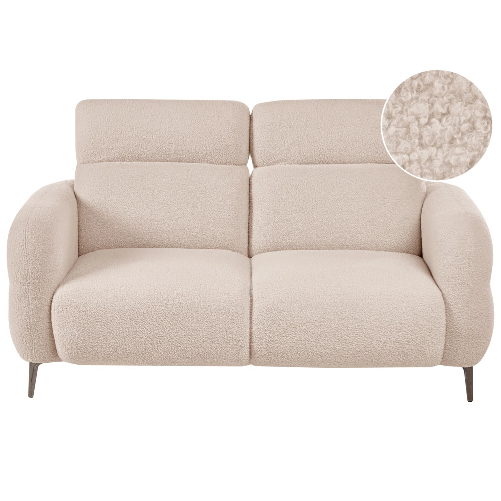 Divano a 2 posti in tessuto bouclè beige con poggiatesta regolabili Stile minimalista