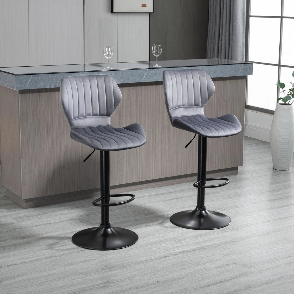 SET 2 SGABELL CON SCHIENALE E ALTEZZA REGOLABILE INDUSTRIAL GRIGIO-NERO