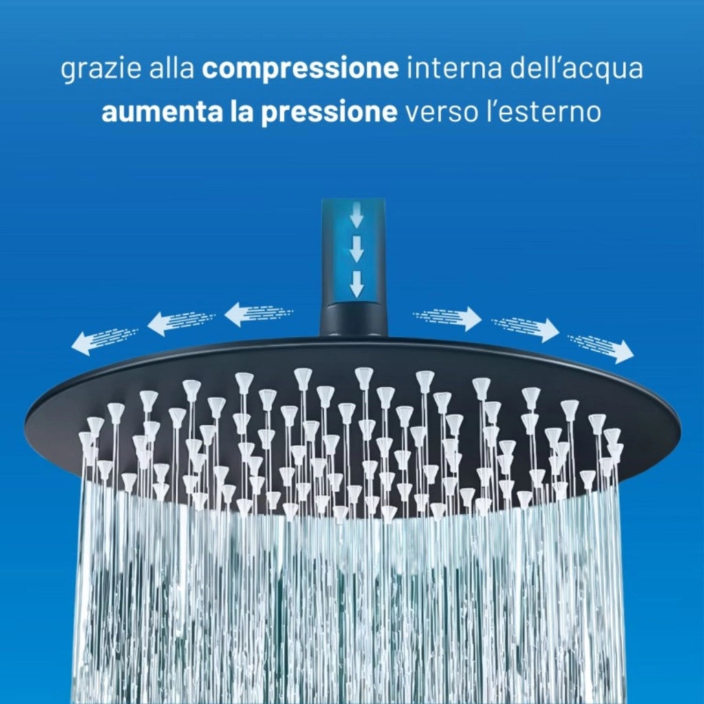 Set per doccia soffione tondo in acciaio inox 250 millimetri finitura oro *** finitura- oro matt satinato, confezione 1