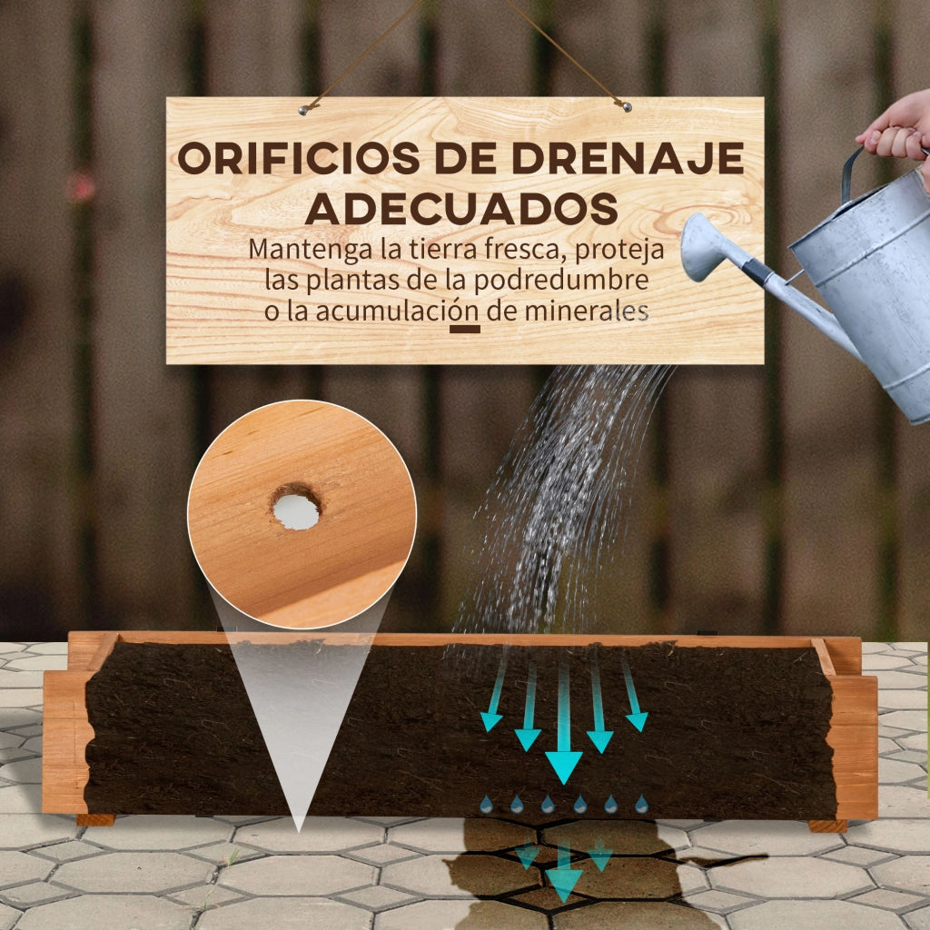 Jardinera da Giardino in Legno ¨C Minimal ¨C 91x18x16,5 cm Naturale