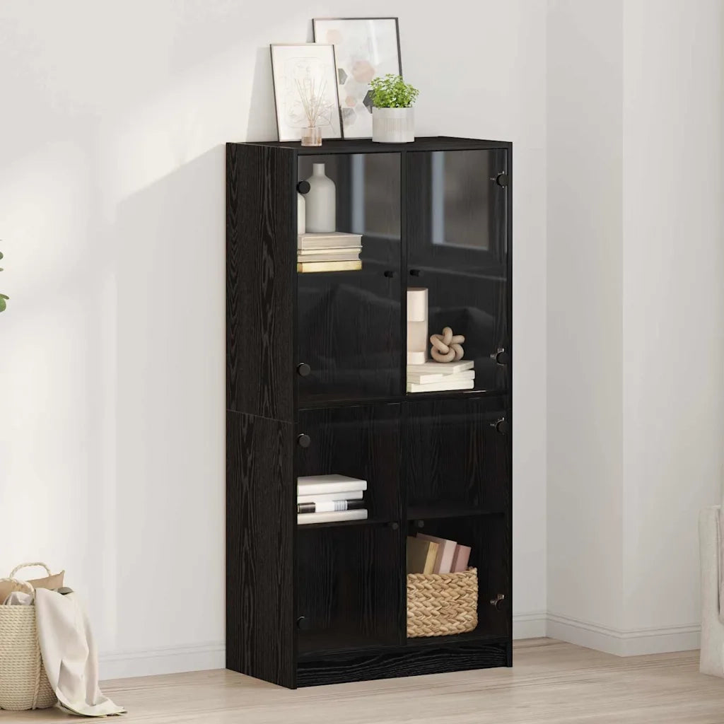 Credenza-Buffet-Armadio da cucina Rovere Nero 68 x 37 x 142 cm Legno multistrato