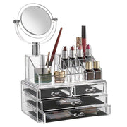 Trade Shop - Organizzatore Porta Cosmetici Make Up Specchio Espositore Organizer 16 Comparti -