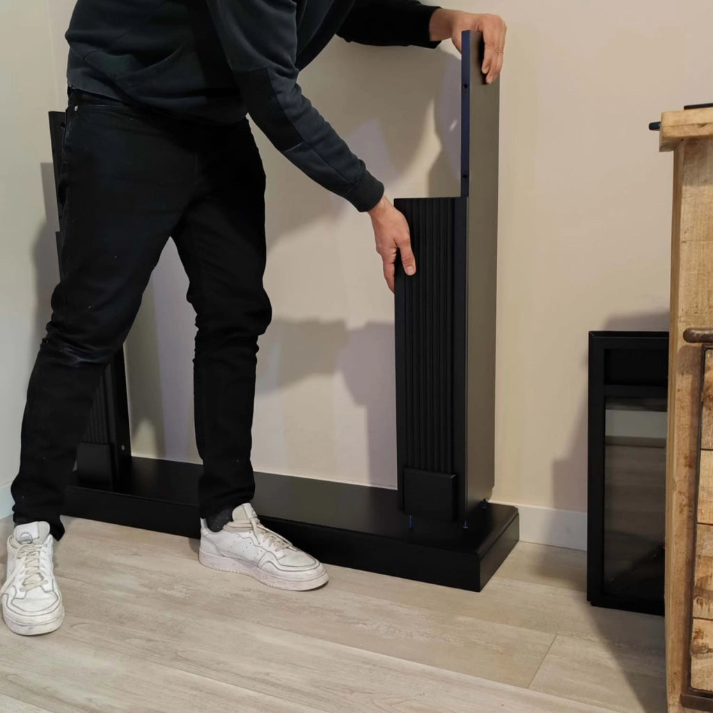 Mpc Cornice Camino Caldera Cornice Caminetti Caldera Nero Ideale Per Inserto Elettrico Caminettovulcano o Bruciatore Esistente Design Classico Senza Tempo Realizzato In Robusto Legno Mdf
