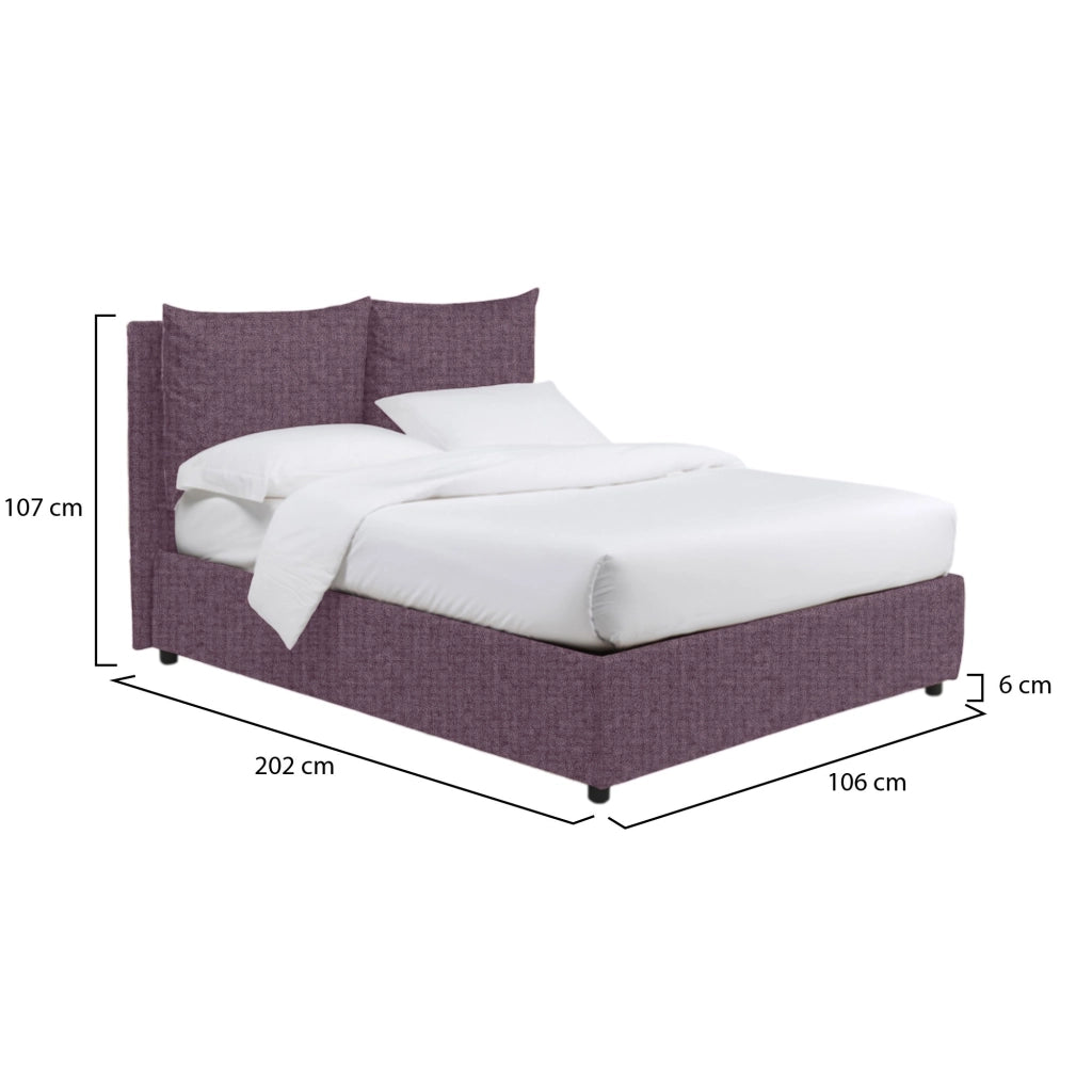 Penrith, Letto Singolo Sfoderabile Made in Italy, Viola Lilla