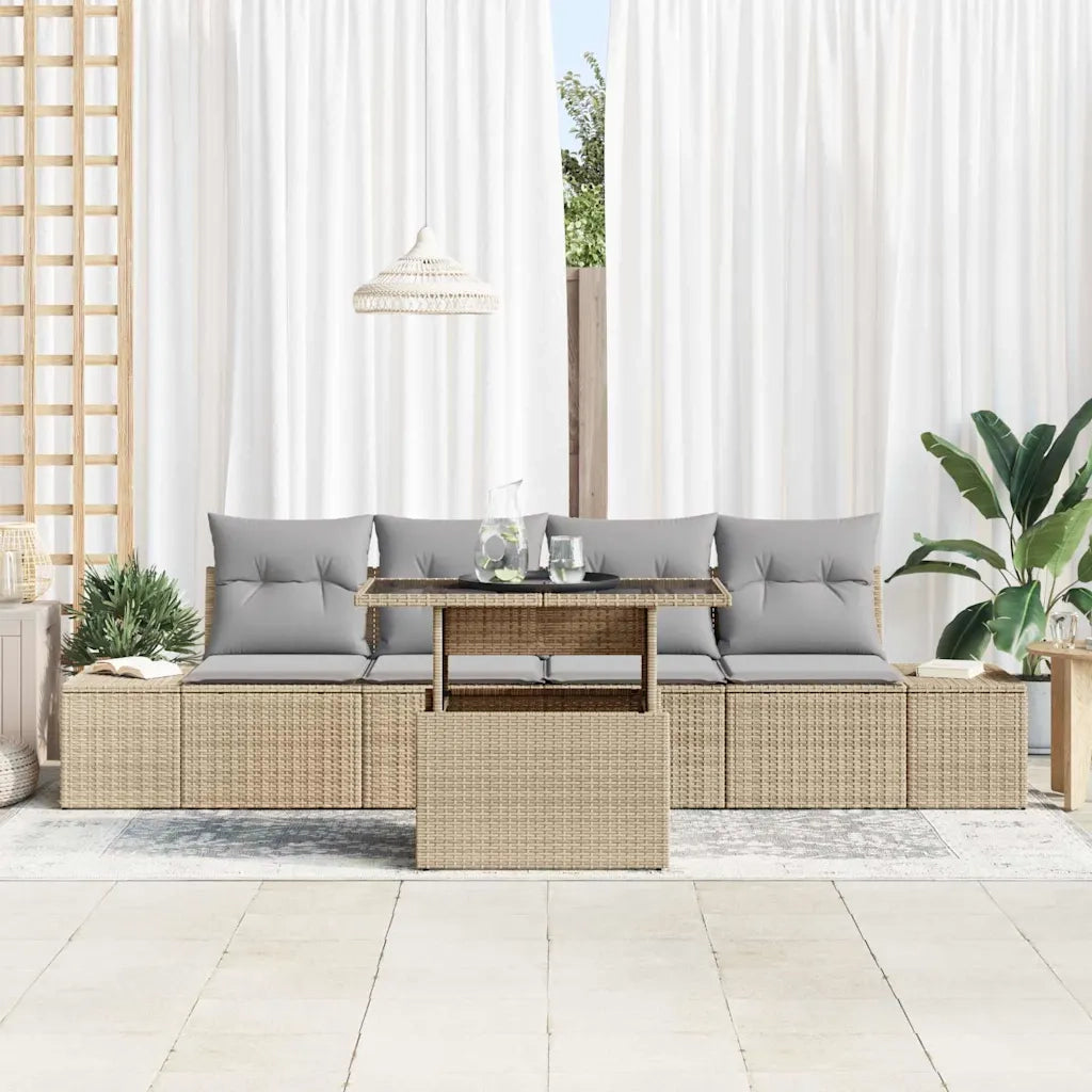 Set Divano da Giardino con cuscino 5 pcs Beige e Grigio Chiaro