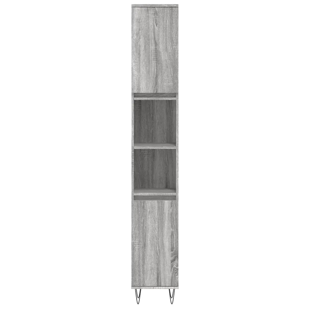 Armadietto Bagno Grigio Sonoma 30x30x190cm in Legno Multistrato 831538