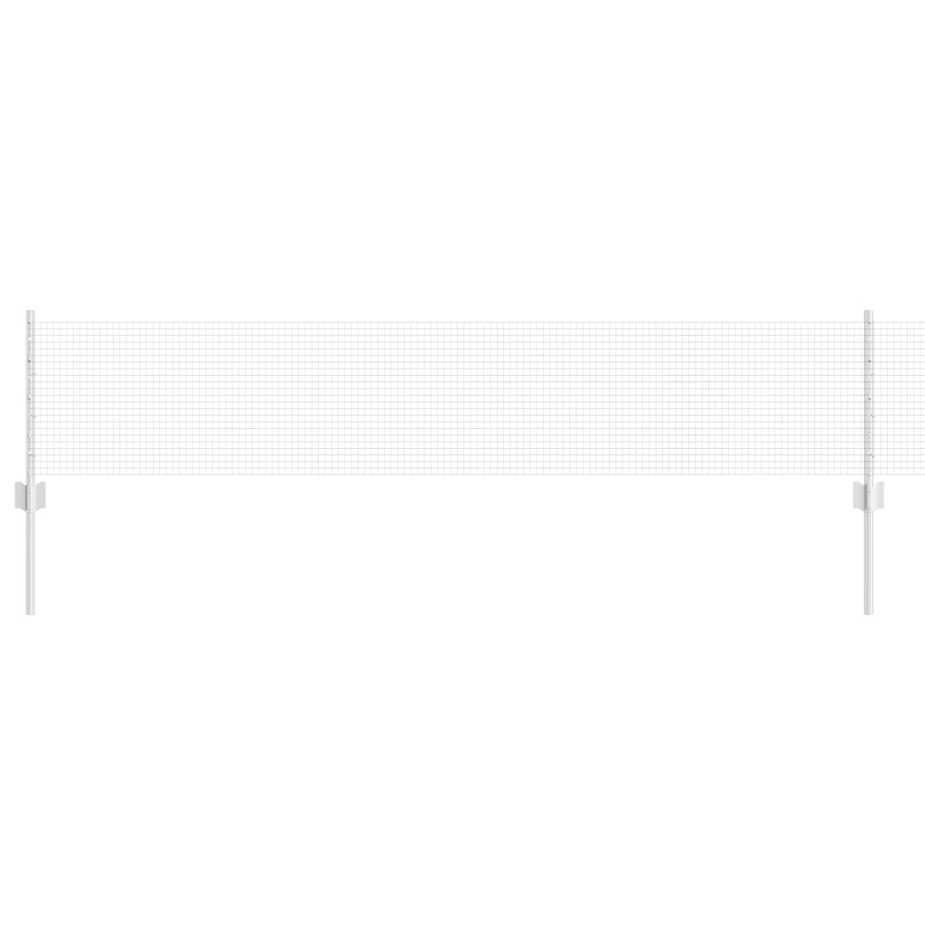 Recinzione in Filo Saldato con 22 Pali U Argento 0.4x50 m Acciaio