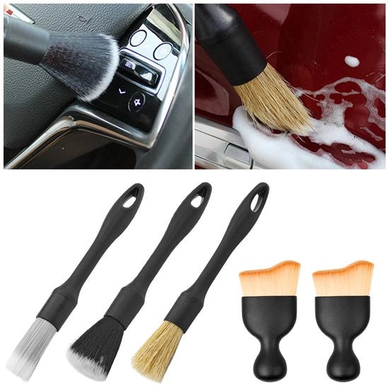 Set di spazzole per autodetailing a 5 pezzi, spazzola per auto duratura per la pulizia degli interni e degli accessori di auto