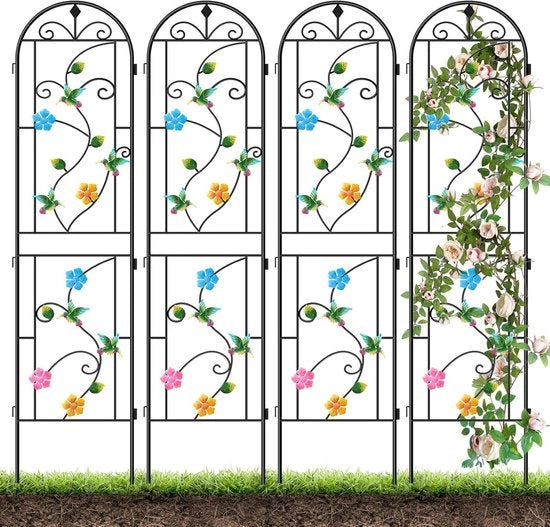 Kit di sostegno per piante da parete da 22 metri 4-pack - Struttura per piante da parete in acciaio inossidabile - Adatto per giardino posteriore, fiori e orto - Sostegno per piante da esterno - Colorato